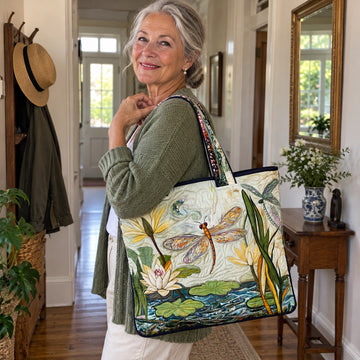 Dragonfly quilted tote bag