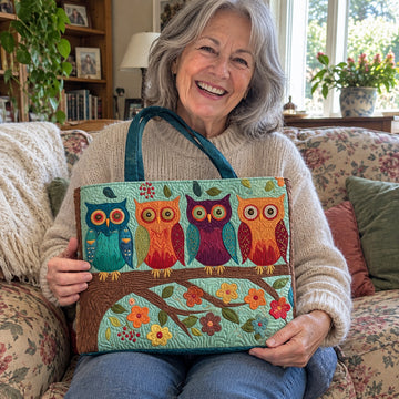 Owls quilted tote bag