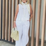 Trinidad | White Shirt and Wide Trousers Set