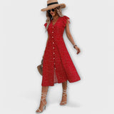 Elegant Polka Dot Midi Dress