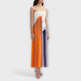 Syksy - Elegant Colour-Block Dress with Modern Floral Print