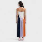 Syksy - Elegant Colour-Block Dress with Modern Floral Print