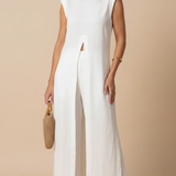 Benigna | White Ruffle Tunic and Trousers Set