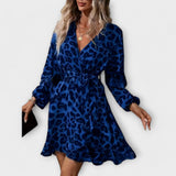 Vany | Elegant Leopard Print V-Neck Dress