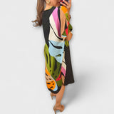 Roos - Colourful Leaf Print Everyday Dress