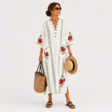 Kaftan Elena White Rose Print