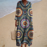Flattering Print Summer Dress - Style 15