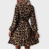 Vany | Elegant Leopard Print V-Neck Dress