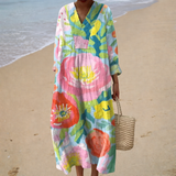 Flattering Print Summer Dress - Style 16