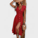Elegant Polka Dot Midi Dress