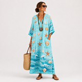 Kaftan Lucía Turquoise and Navy