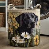 Black Lab Blooms Quilted Laundry Basket NCU0HNH441