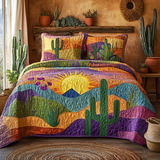 Cactus Sunrise 3-Piece Quilted Bedding Set