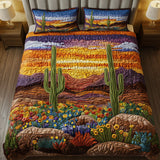 Cactus Sunrise View 3-Piece Quilted Bedding Set