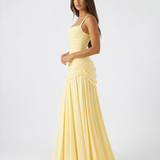 Enni – Pleated Square-Neck Maxi Dress