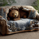 Cozy Bear Lodge Quilted Sofa Cover