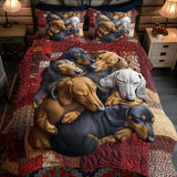 Dachshund Delight 3-Piece Quilted Bedding Set