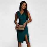 Desi - V-Neck Dress with High Slit