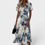 Denise | Floral Wrap Dress with Waist Tie