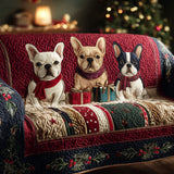 Gift Box Frenchies Quilted Sofa Cover
