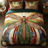 Golden Dragonfly 3-Piece Quilted Bedding Set