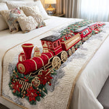 Holiday Steam Engine Quilted Bed Runner