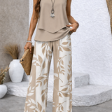 Ernestina | Natural Beige Shirt and Botanical Trousers