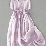 Isla Midi Dress - Elegant Cotton-Linen Comfort