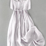 Isla Midi Dress - Elegant Cotton-Linen Comfort