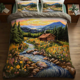 Log Cabin 3-Piece Quilted Bedding Set