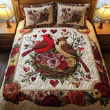 Couple Cardinal 3-Piece Quilted Bedding Set