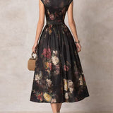 Elsa - Pleated Floral Midi Dress