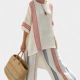 Ema – Multicoloured Striped Top and Mediterranean-Style Trousers