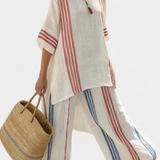 Ema – Multicoloured Striped Top and Mediterranean-Style Trousers