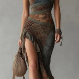 Iida - Long Asymmetric Patterned Dress