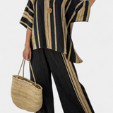 Adéla – Comfy Oversized Striped Top and Flowing Linen Trousers