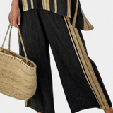 Adéla – Comfy Oversized Striped Top and Flowing Linen Trousers