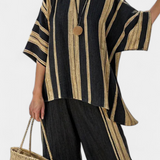 Adéla – Comfy Oversized Striped Top and Flowing Linen Trousers
