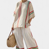 Mia – Boho Printed Shirt and Comfortable Wide Trousers