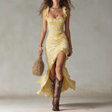 Vilma - Floral Boho Maxi Dress with Side Slit
