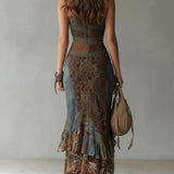 Iida - Long Asymmetric Patterned Dress