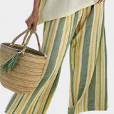 Nela – Elegant Top and Striped Linen Trousers