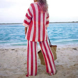 Zenaida | Crochet Striped Kimono and Trousers