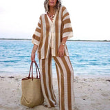 Zenaida | Crochet Striped Kimono and Trousers