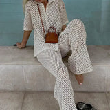Zenaida | Crochet Striped Kimono and Trousers