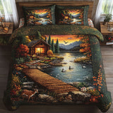Sunset Cabin Lake 3-Piece Quilted Bedding Set