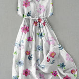 Women's Floral Dress - Breathable Cotton-Linen Summer Style