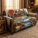 Woodland Rustic Shade Quilted Sofa Cover