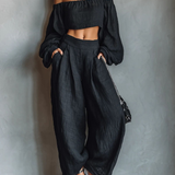 Tess - Off-Shoulder Set with Wide Trousers