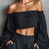 Tess - Off-Shoulder Set with Wide Trousers